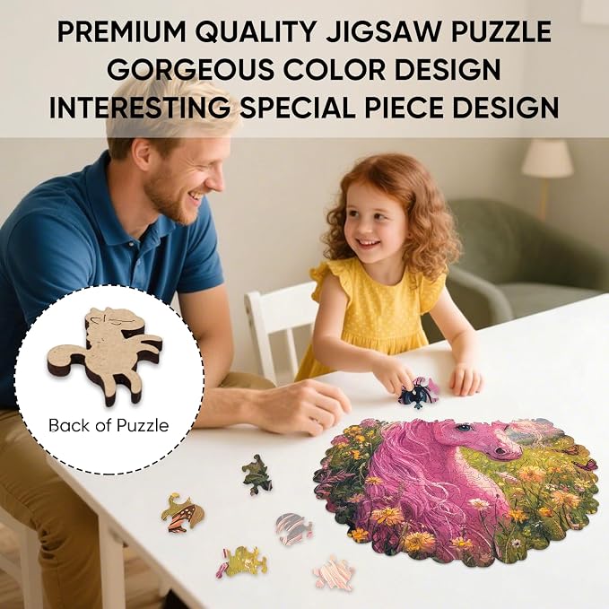 Ixfyloop Wooden Puzzles for Adults, Horse Wood Puzzle, Wooden Jigsaw Puzzles for Adults, Wooden Puzzles Birthday Gifts for Family Game Horse Puzzle Wooden Puzzles, 200 Pieces 11.2x11.1 inch