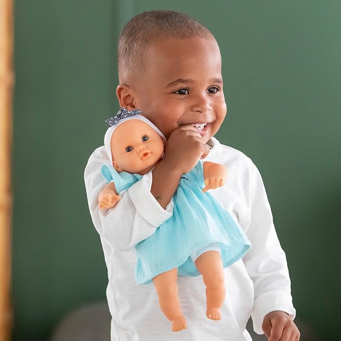Corolle Bébé Calin Maud - 12" Soft Girl Baby Doll with Vanilla Scent, Blue Outfit & Sleeping Eyes for Girls Ages 18 Months+, Cute Reborn Realistic Baby Dolls for 2 Year Old Girls