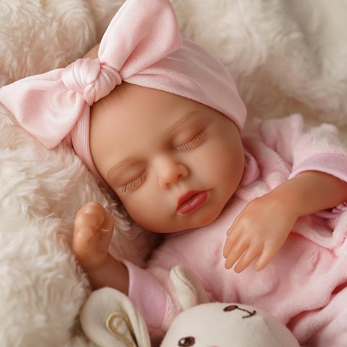 BABESIDE 12 Inch Lifelike Reborn Baby Dolls Vinyl Full Body, Soft Realistic Baby Doll Sweet Sleeping Preemie Real Life Baby Dolls Easy to Hold with Accessories Gift Set for Kids Age 3+