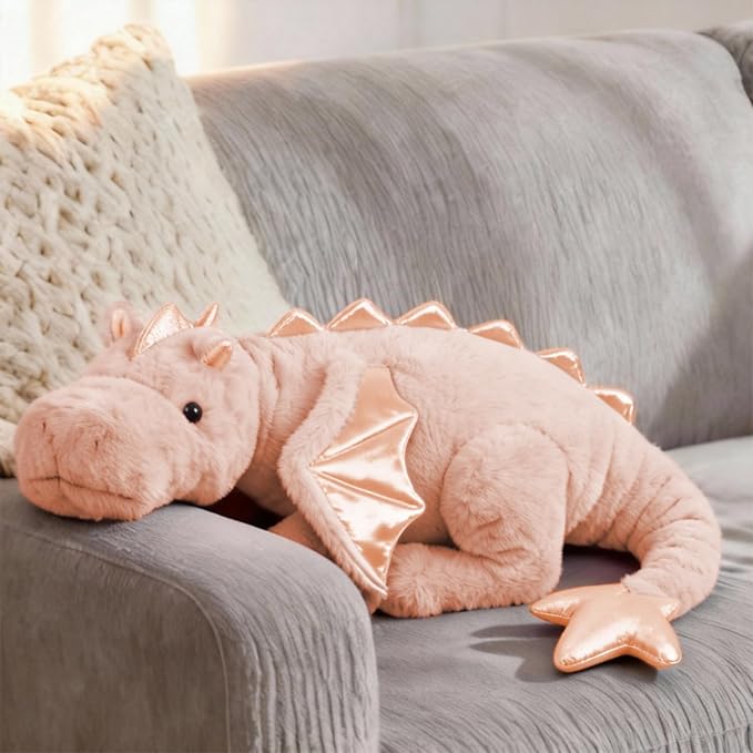 ARELUX Large 36in Cute Dragon Stuffed Animals Plush Toy Soft Pink Pterosaur Plushie Giant Fuzzy Dinosaur Pillow Plushies with Wings Cuddly for Friends Family Member