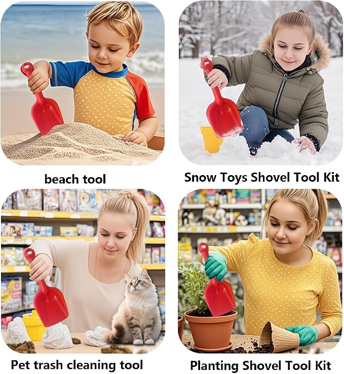 Beach Shovels for Kids 8 Pack，Heavy Duty Plastic Sand Shovels Tools for Toddlers，Spade Scoop Trowel Sand Toys for Kid Toddler Adult, Plastic Heavy Duty Garden Digging Scoop Snow Toys Accessories