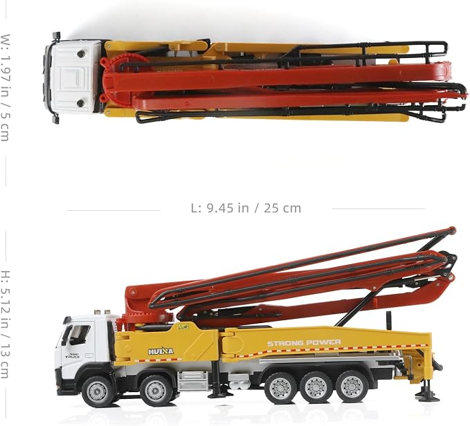 Concrete Pump Truck Toy, Cement Toy Truck Model with Extendable Working Cement Pump Arm, Bucket Construction Trucks Vehicle Toy Gifts for Boys Adult