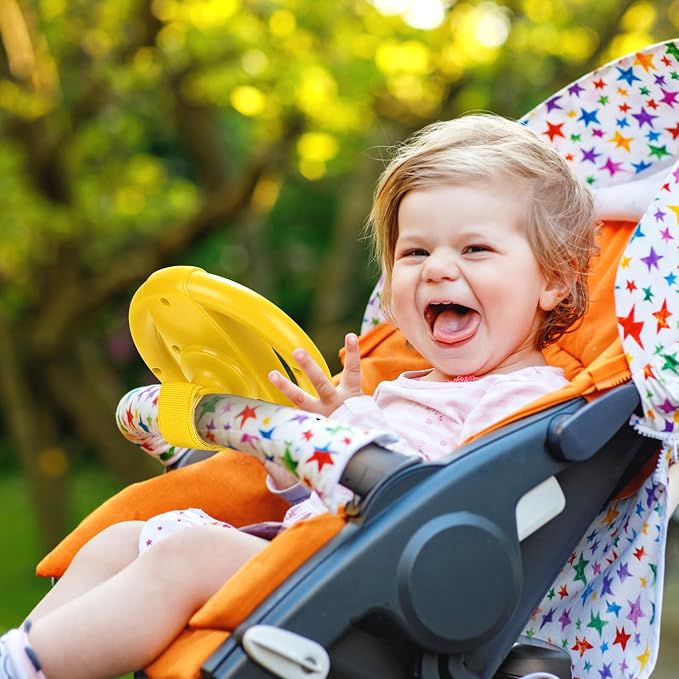 Accmor Stroller Steering Wheel Toy, Simulated Steering Wheel for Stroller Shopping Carts Cart Universal Detachable Pretend Driving Funny Toy Attachment