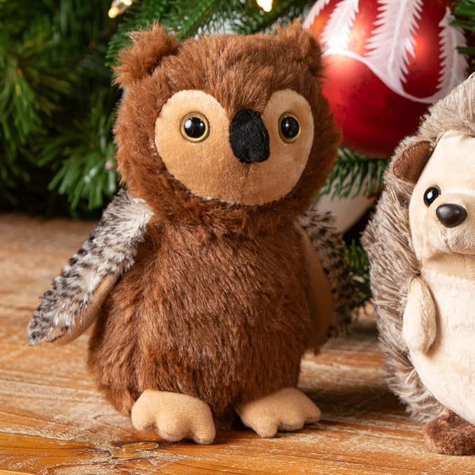 The Petting Zoo Owl Stuffed Animal Plushie, Gifts for Kids, Wild Onez Babiez Wildlife Animals, Brown Owl Plush Toy 6 Inches