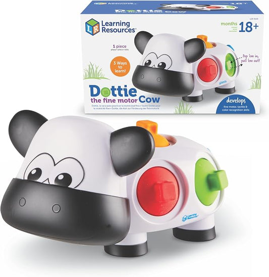 Learning Resources Dottie The Fine Motor Cow - Toddler Montessori Toys, Stacking Shape, Gifts for Boys and Girls, Sorting and Matching Skill Activities, Educational Games, Ages 18 Months+