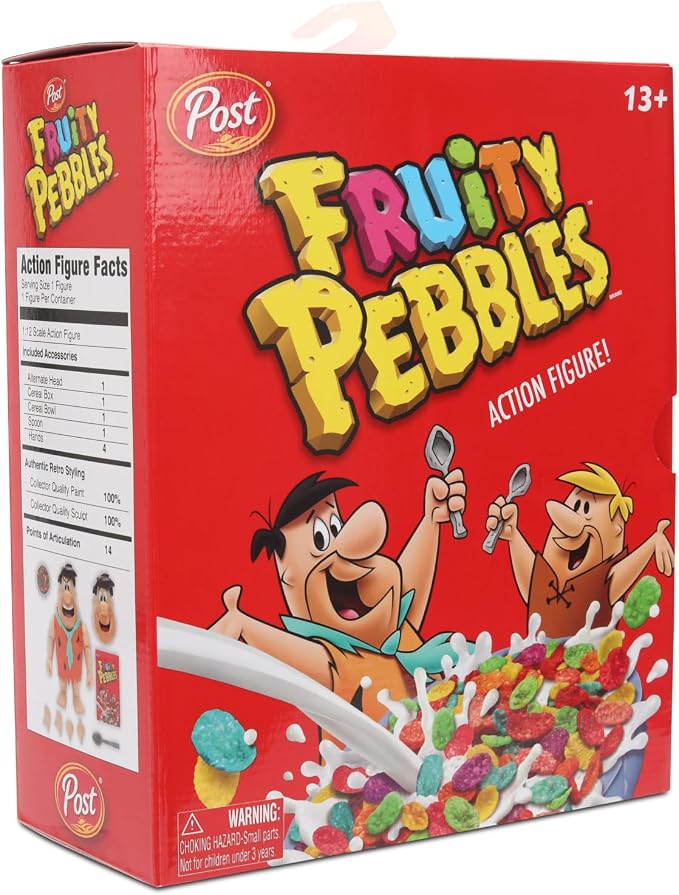 Jada Toys Fruity Pebbles Fred Flintstone Action Figure 1:12 Scale Fully Articulated Retro Cartoon Nostalgia Collectible Toy for Ages 8+