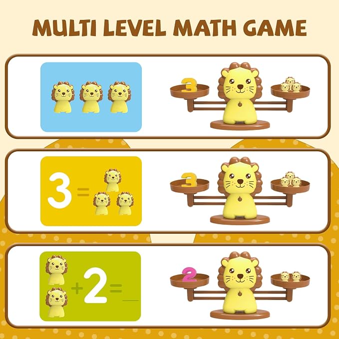 Snugzy Lion Balance Counting Toys, Number Counting Scale Games for Kids Cool Math Learning Games for Boys and Girls Preschool Kindergarten Learning STEM Montessori Educational Toys for 3+