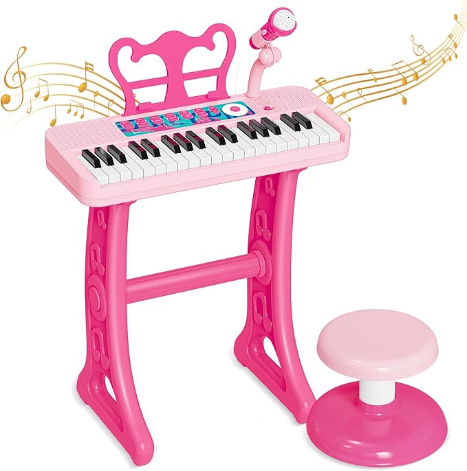 Piano Toys for 3 Year Old Girl, 37 Keyboard Toys with Microphone for Toddlers 3-7, Musical Birthday for Girls Boys Toddlers