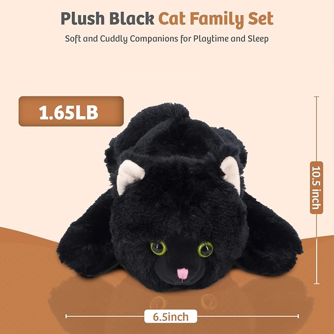 Marysun Microwavable Black Cat Stuffed Animal - Weighted Stuffed Animal Plush, Heating Pad, Cozy Gift for Girls|Women|Kids|Elder People, 9.8in, 1.65lb