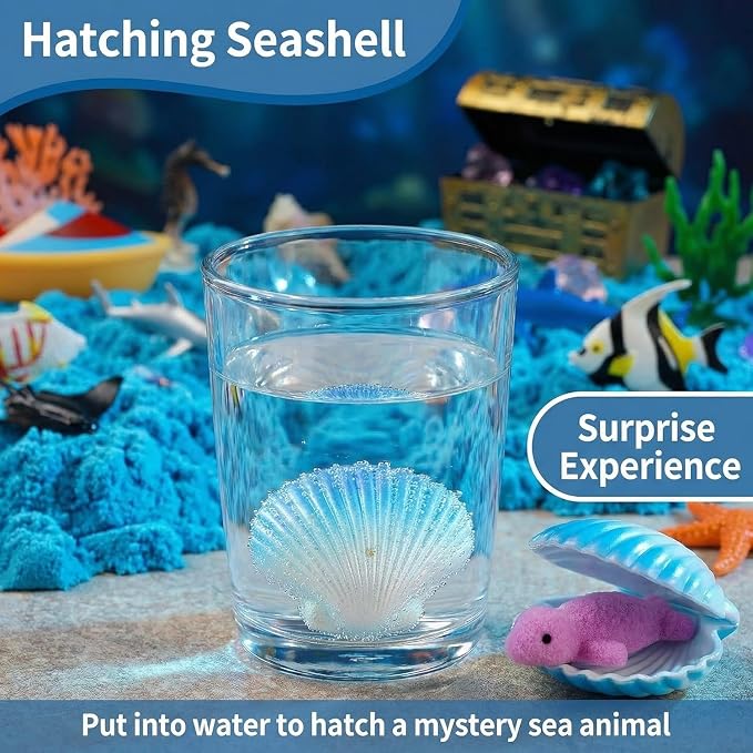 AGENTLAN Ocean Sensory Bin, Ocean Sensory Water Toys with Sea Animal for Toddlers Boys and Girls, Kids Toys Gift Sand Box for Age 3 4 5 6 7 8