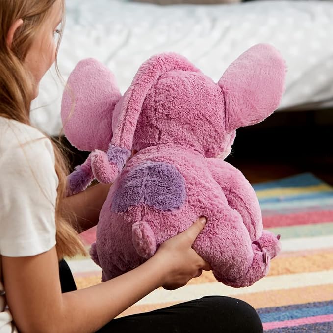 Disney Store Official Angel Medium Soft Toy for Kids - Cuddly Character with Fuzzy Texture & Embroidered Details - Flexible Floppy Ears - Disney Plushy Suitable for All Ages