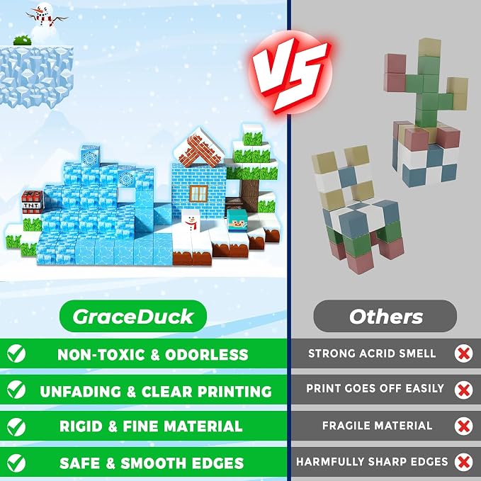 GraceDuck Magnetic Blocks - 100PCS Magnetic Blocks Build Ice Castle - Magnetics Toys for Montessori Toddler Easter Christmas Birthday Gifts - STEM Sensory Toys for 3 4 5 6 7 8 9 10 Year Old Girls