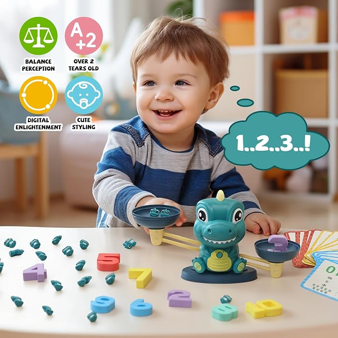 Snugzy Dinosaur Balance Counting Toys, Number Counting Scale Games for Kids Cool Math Learning Games for Boys and Girls Preschool Kindergarten Learning STEM Montessori Educational Toys for 3+