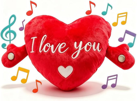 Soft Plush Musical Sensory Toy, Interactive Plush Toy with Sounds, Skin Touch Activated Sound Doll, Dual Mode Educational Toy, Fruit Style Gift for Baby Kids Boys Girls All Ages(Red Heart)