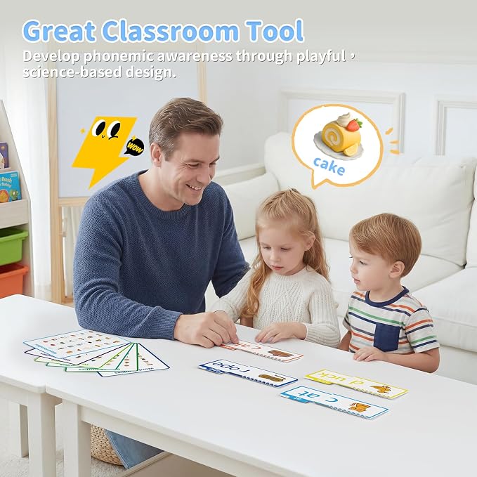 Word Family Build Book, Fun Phonics Flash Cards, 40 Read & Rhyme Flip Books, Learn to Read for Kids Ages 4-8, Educational Flash Cards for Kindergarten, Fun Sight Words & Phonics Games