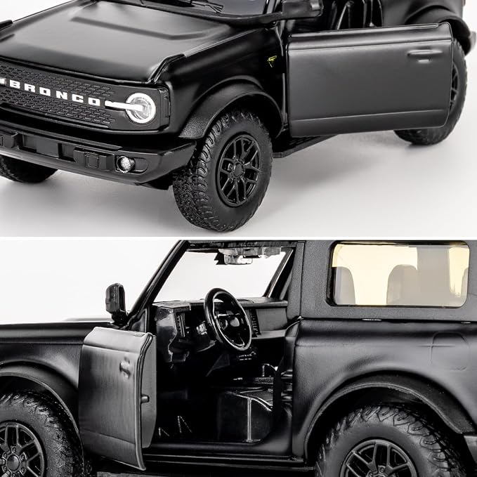 Ford Car Toy, Bronco Badlands 2dr Car Model, 1:36 Diecast Pull Back Vehicles Collectible Toy for Kids 3+ Years (Black)