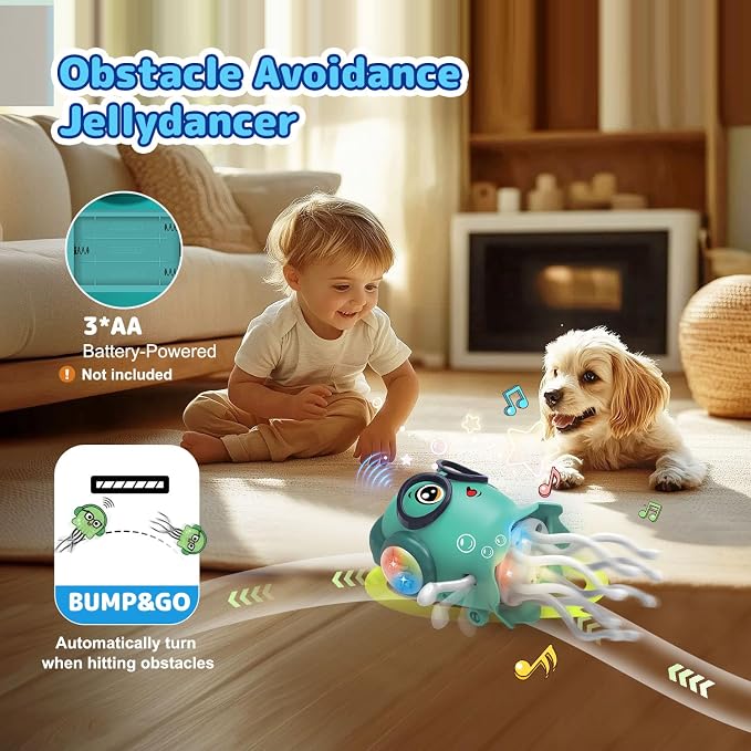 Dancing Jellydancer Baby Toy, Crawling Dancing Walking Jellydancer Tummy Time Toy 3 4 5 6 7 8 9 10 11 12 Babies, Fidget Toy Magic Loud Music Crawling Toys for Girl Kids Boy Birthday Gifts