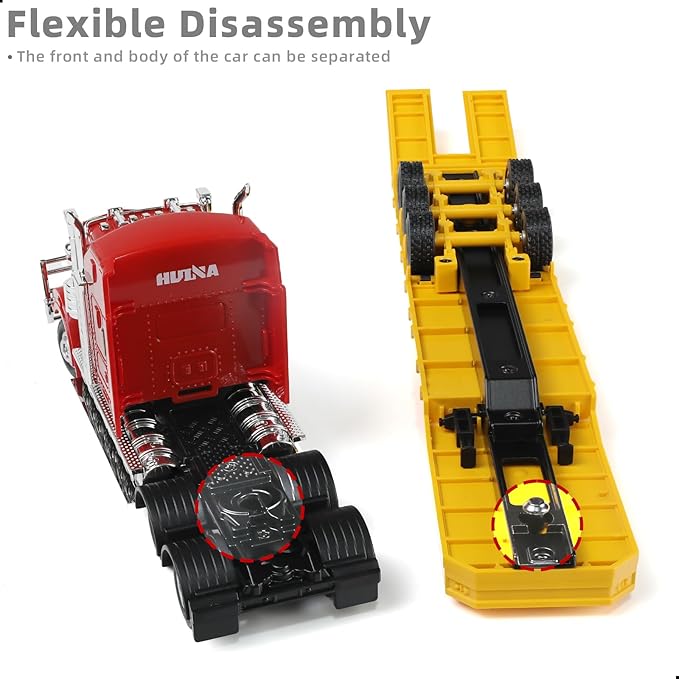 Flatbed Semi Truck Toy, Large 1/50 for Kenworth W900 Metal Diecast Transport Tractor Truck Trailer Toy Gifts for Boys Adult Model Car Collector -Yellow