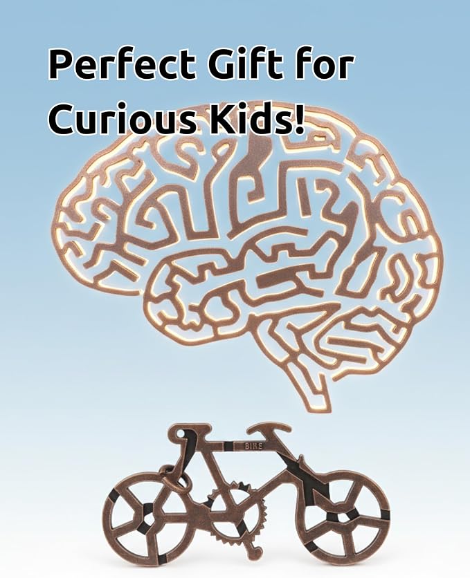 Bicycle Puzzle by Sharp Brain Zone – Premium Durable Metal Brainteaser | Challenging 3D Mechanical Logic Game, Focus & Stress Relief Tool, Travel Brain Teaser & Unique Gift for Puzzle Lovers