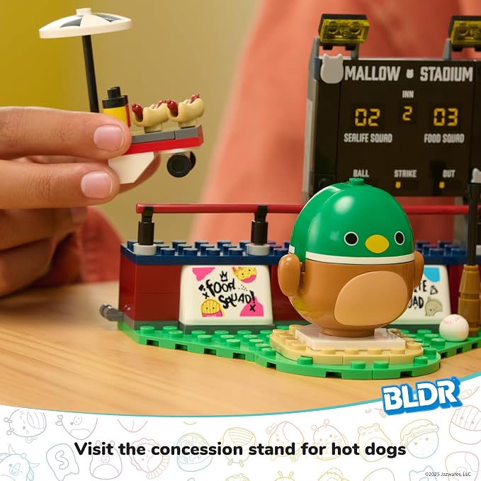 BLDR Squishmallows Avery's Ball Game Building Set - Avery the Mallard Duck Buildable Figure - Squishmallows Fans 8+, 0044