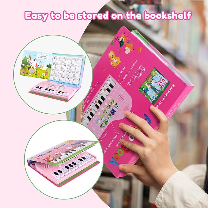 Gifts for 3 Year Old Girl - Piano Book Musical Toys for Toddlers Ages 3-5 | 18-Key Keyboard, 10 Nursery Rhymes, 6 Instrument Sounds, Record & Playback, Educational Toy for Kids Birthday Present Ages 3+