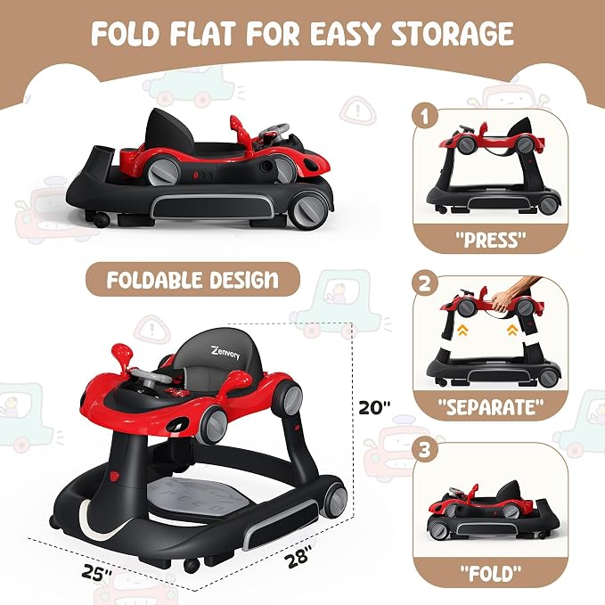 6-in-1 Foldable Baby Walker Activity Center Bouncer Rocker 6-18 Mons