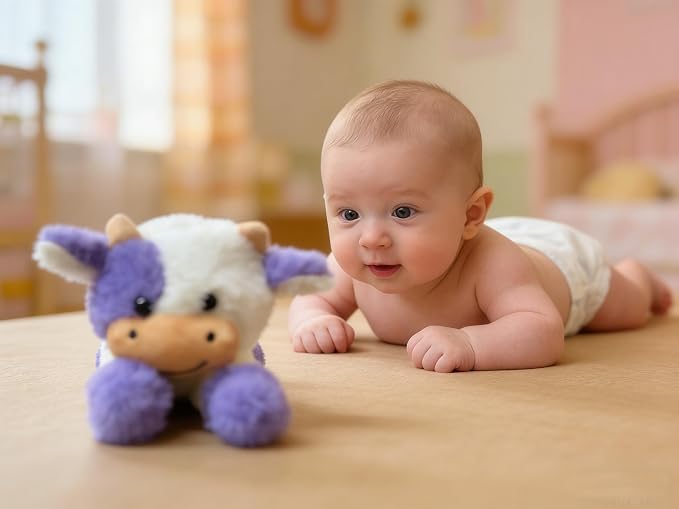 YUKOUQIAN Cute Cow Plush Stuffed Animal Doll Toy 10 inch for Girls Boys (pa Cow purplue)