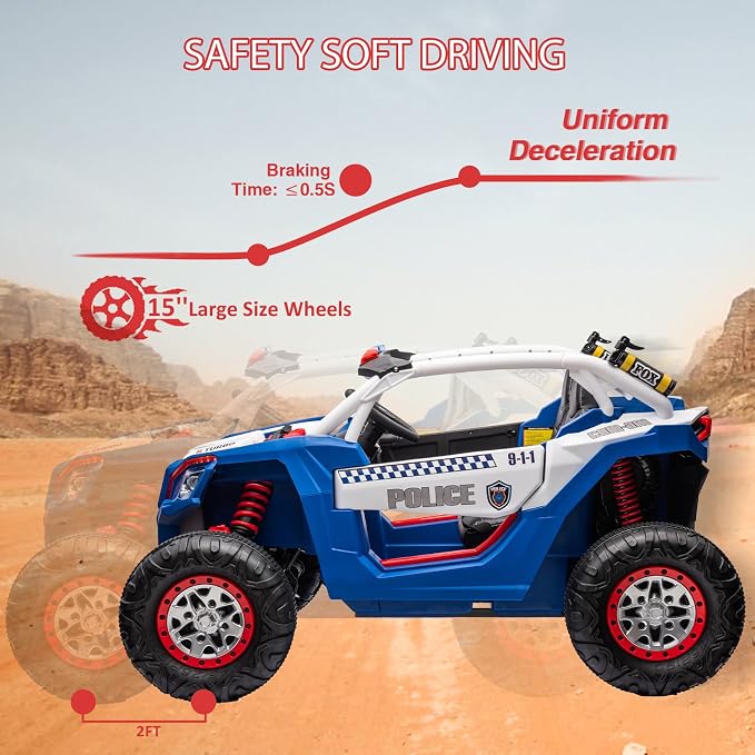 24V 2-Seater UTV Ride on Toy with Remote Control – Powerful 4WD Electric Vehicle Features 4 Shock Absorbers, Leather Seats, Music, and Lights. Designed As a 24V Ride-on Toy for Big Kids