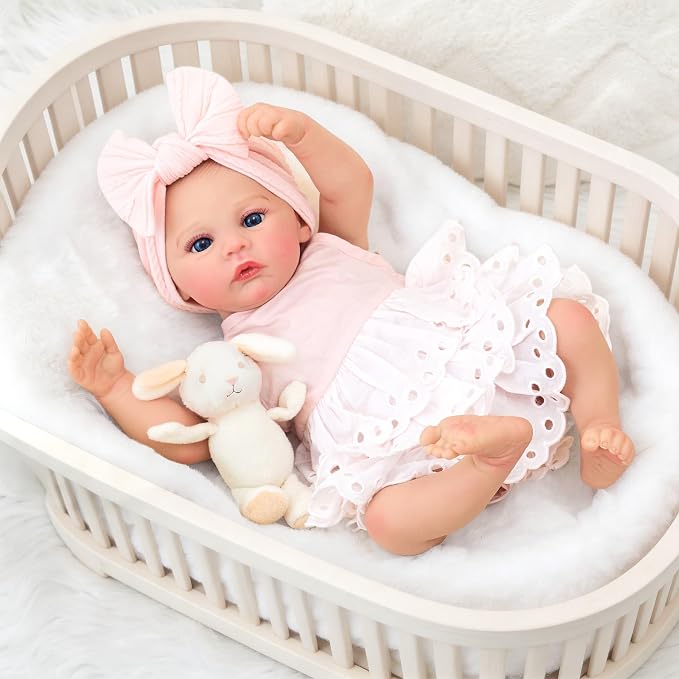 FOCKOF Realistic Reborn Baby Dolls-18 Inch Realistic Baby Doll Girls Soft Cloth Body Reborn Baby with Gift Box for Kids Age 3+