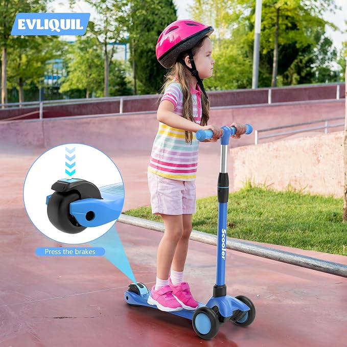 Kids Scooter,Lighted Wheels and 3 Adjustable Height Handlebars Scotters for Kids 3-12,3 Wheel Toddler Kick Scotter for Boys & Girls up to 132 Lbs.