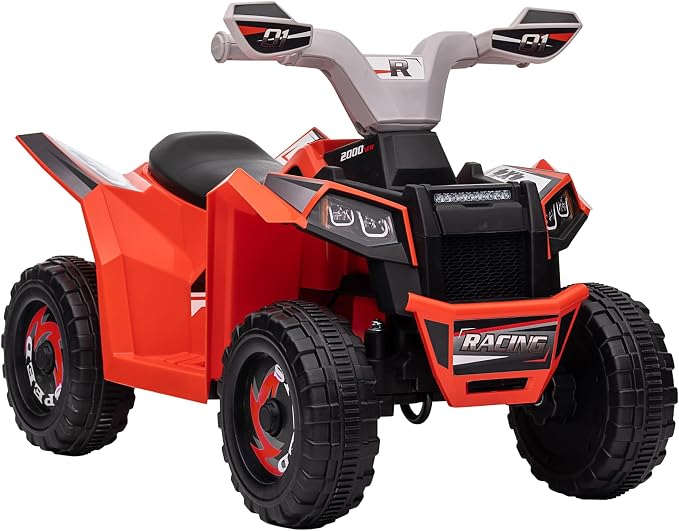 Aosom Kids ATV Quad Car, 6V Four-Wheeler Ride on Toy for Kids with Forward Backward Function, Wear-Resistant Wheels for Toddlers Ages 18-36 Months, Red