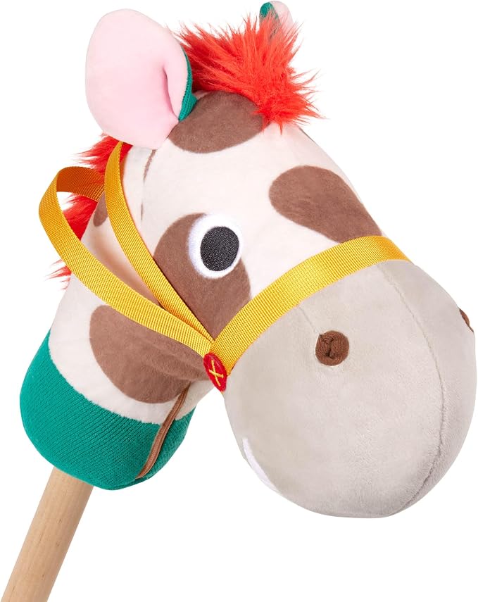 Battat – Classic Hobby Horse – Plush Stick Horse – Wooden Pole & Sensory Textures – Realistic Sounds – 2+ Years – Pony Pal