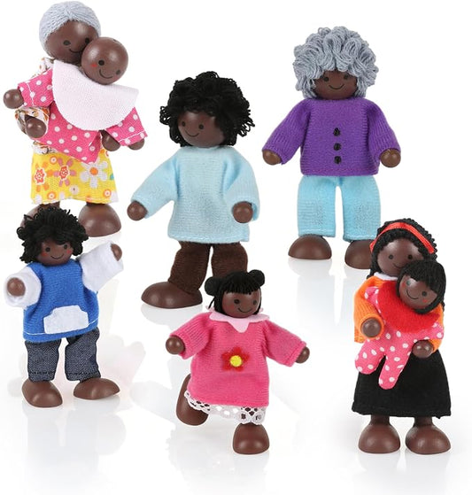 8PCS Wooden Dollhouse Family Miniature Doll Set Wooden Dollhouse Dolls for Boys Girls Toddler Kids Cosplay Figures Accessories for Pretend Toy Ages 3+ ﻿