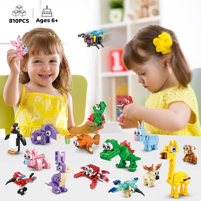INSOON 30 Packs Animal Party Favors for Kids, 810 PCS Mini Animal Building Block Toy Set for Goodie Bag Fillers Classroom Prizes Easter Birthday Children's Day for Boys Girls Student Ages 6+