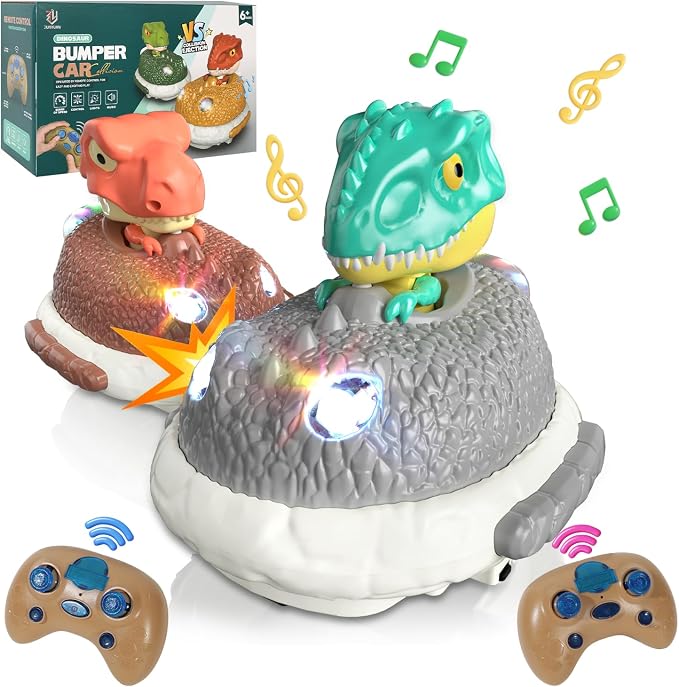Dinosaur Remote Control Car Toys Set, Dino RC Race Vehicles Playset, Electronic Bump Pop Game, Cool Indoor Outdoor Birthday Gift 6 8-12 Years Old Toddlers Boys Girls Children Teen