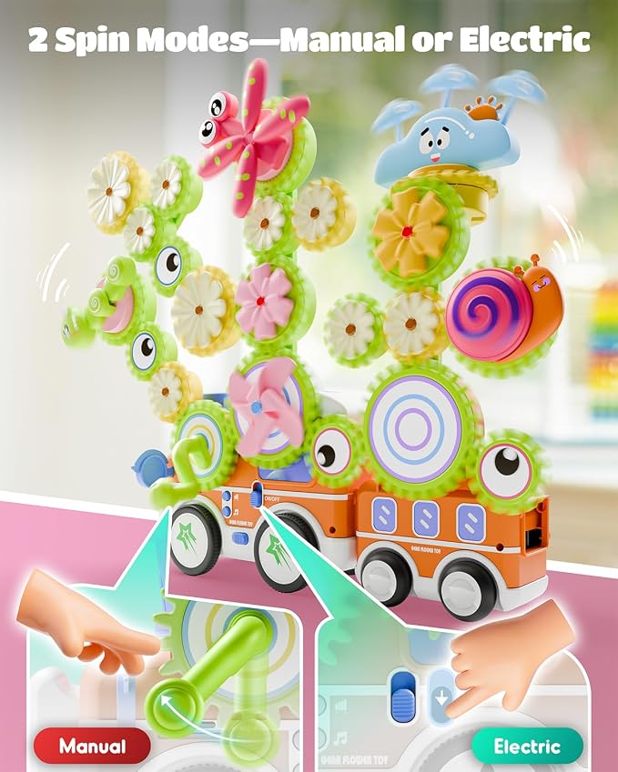 LIGHTDESIRE Toddler Toys Montessori Musical Train Set Gear Building Toys | Creative STEM Toys for 3 4 5 6 Years,Lights Electric Rotating Gear Learning Toys,Birthday Gifts for Toddler Boy Girl,Upgraded