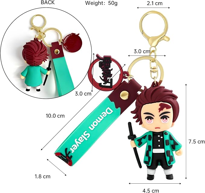 Anime Slayer Novelty Keychain, Collectable Cartoon Mini Figure, Cute Fun Keyring Jewelry Gift for Men and Women