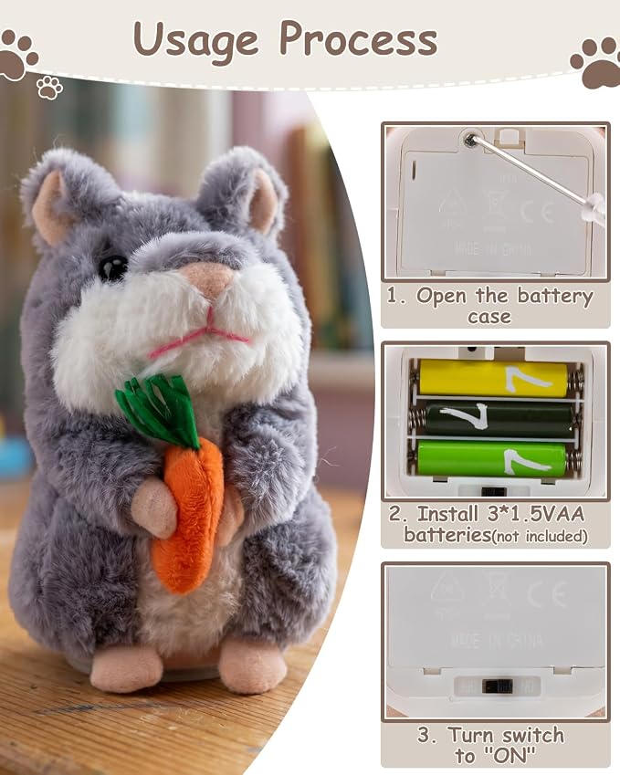 Ayeboovi Talking Hamster Repeats What You Say, Interactive Fun Autism Toys for Ages 3-6 Boys Girls Kids Toddler