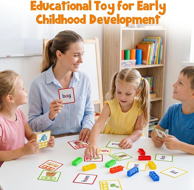 Aizweb CVC Word Games Kindergarten,Phonics Games for Kids Ages 3-8,CVC Flashcards for Preschool Special Education Classroom Supplies,Reading&Spelling Activity Phonics Manipulatives for Kids