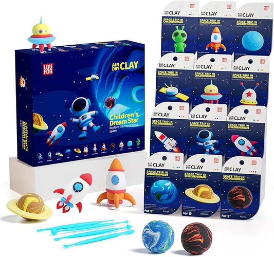 LOUFOR Air Dry Clay Kits - Modeling Clay for Kids, Ultra Light & Soft, Safe & Non-Toxic, 12 Boxes DIY Model Magic Clay with Sculpting Tools & Tutorials, Creatible Art Crafts Toys Gifts Boys Girls