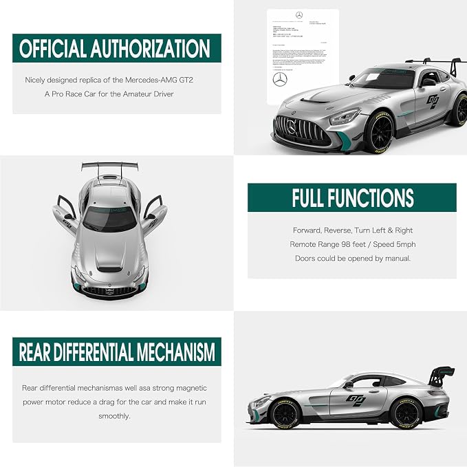 RASTAR 1/14 RC Car Mercedes AMG GT2 Toy Car Mercedes Remote Control Car for Kids, 2.4GHz Silver Model Car