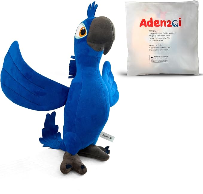 Rio Blu Plush Toy – Soft Blue Macaw Stuffed Animal Parrot Plush, Cute Rio Movie Blu Bird Character Plushie Gift for Kids and Fans