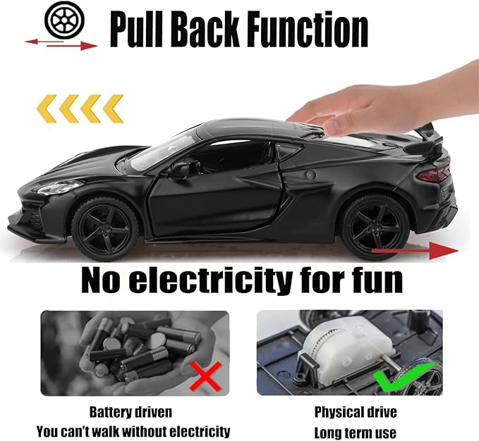 TOKAXI 1/36 Scale Chevrolet Corvette C8 Diecast Cars Models,Pull Back Vehicles Corvette C8 Toy Cars,Cars Gifts for Boys Girls