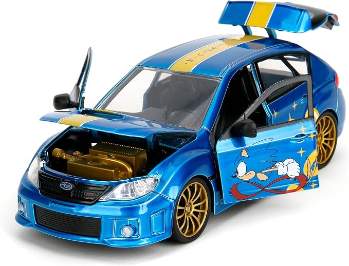 Jada Sonic The Hedgehog 1:24 2012 Subaru Impreza WRX STI Die-cast Car & Sonic Figure, Toys for Kids and Adults