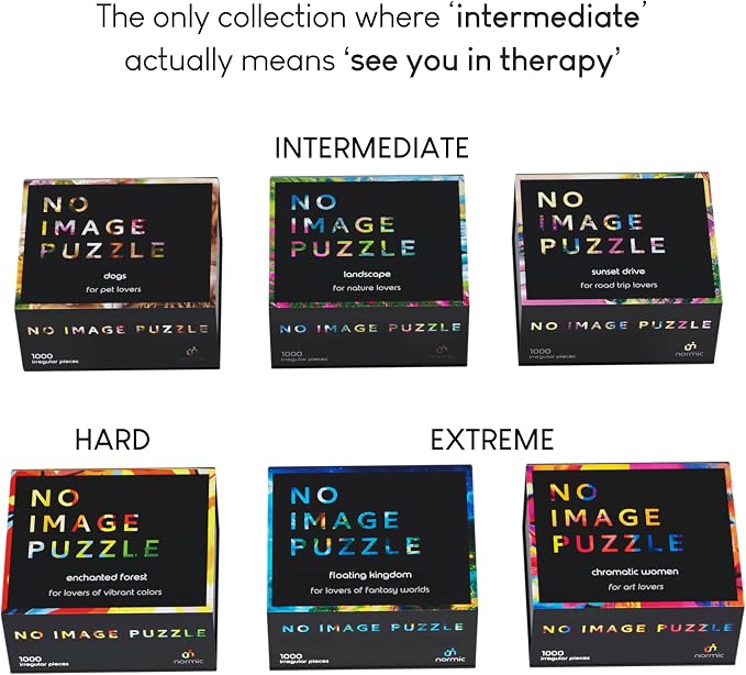 No Image Puzzle 1000 Irregular Pieces Extreme Difficult Jigsaw Challenge Adults Hardest Puzzle No Guide Ultimate Brain Teaser Intermediate Level Dogs Mystery Unique Gift