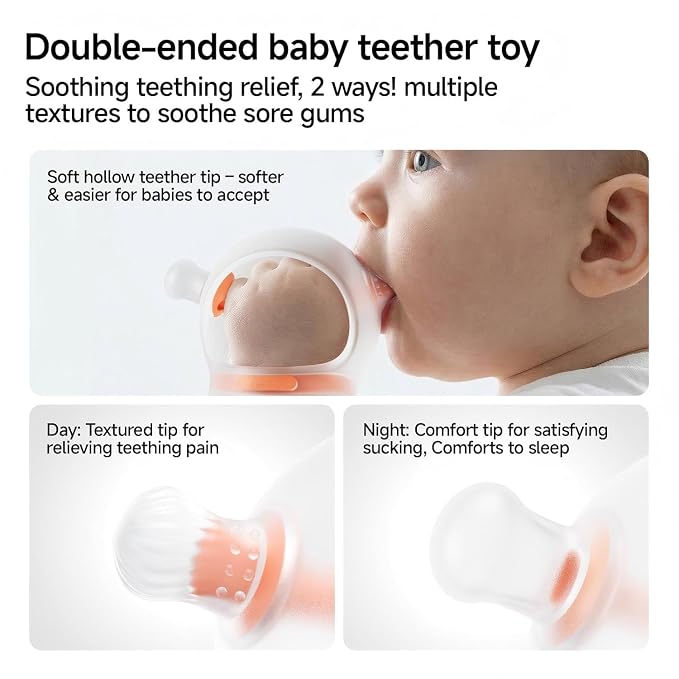 Garkoko Baby Teether for 4+Months, Wrist Hand Teether Toy for Babies, Anti-Drop Silicone Teething Relief Toy, BPA Free Sensory Chew Toy for Sucking Needs, Easy Hold Teether for Infants & Toddlers