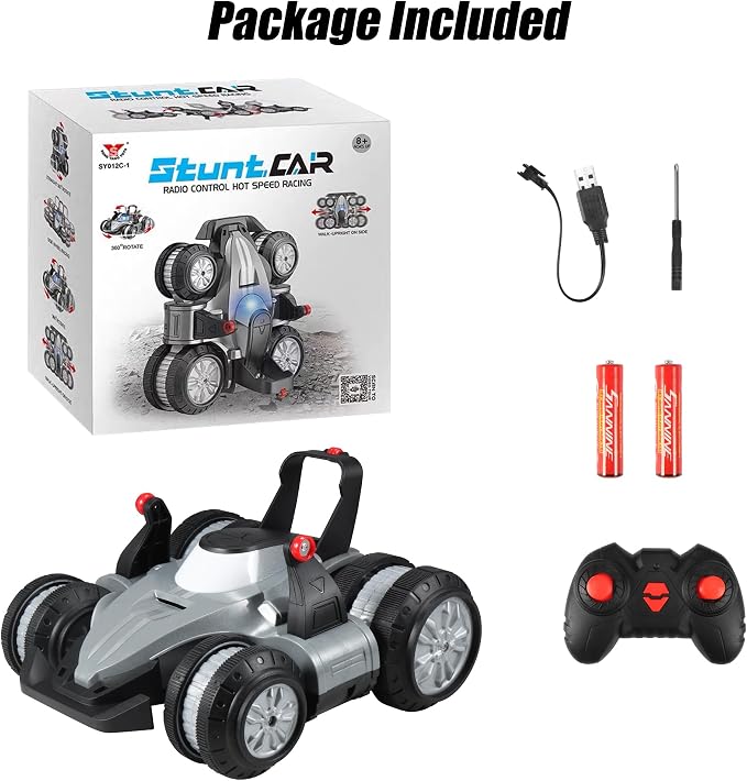RC Drift Car for Kids, 360° Vertical Rotation, 4WD Drift Remote Control Stunt Car with LED Lights, Gift for Boys Girls Ages 6-12