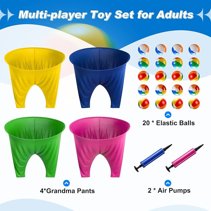 Granny Pants Yard Game Sets,4PCS Granny Pants Family Party Outdoor Games with Bouncy Balls for Adults and Kids,The Family Reunion Ultimate Backyard Party Games