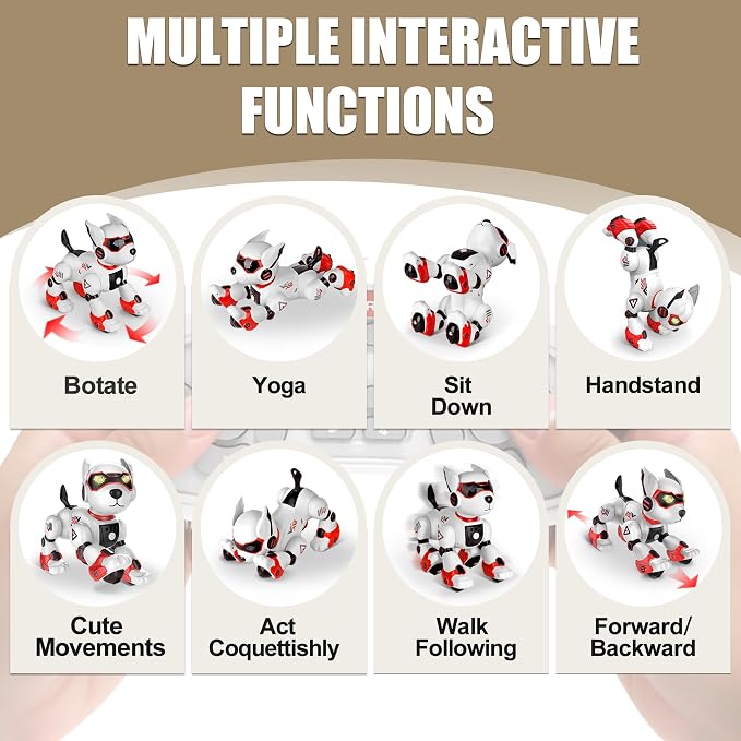 BYTEWAR Realistic Robot Toy Puppy, Intelligent Programming Robot Dog, Remote Control and Interactive Gesture Function, Imitate Animal Music and Dance,Nice Gift for Boy or Girl 3-5 5-8 Ages