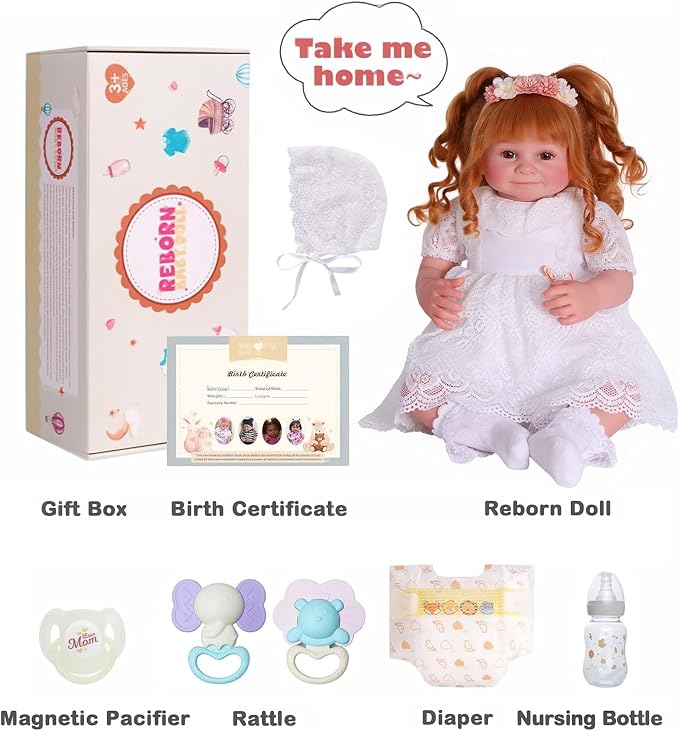 BABESIDE Lifelike Reborn Baby Dolls Dara - 20 Inch Realistic-Newborn Baby Doll Brown Hair Girl Handmade Real Life Baby Dolls with Clothes and Toy Accessories Gift for Kids Age 3+